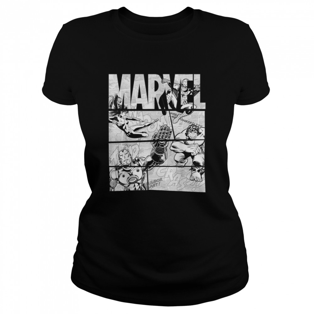 Marvel Avengers Retro Black and White Comic Graphic T- Classic Women's T-shirt