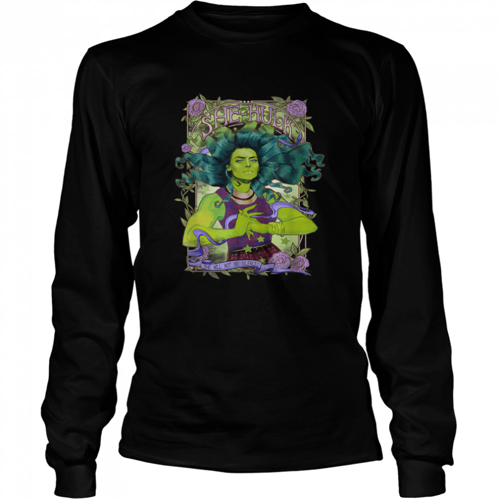 Marvel She-Hulk Vintage Floral Design Graphic T- Long Sleeved T-shirt