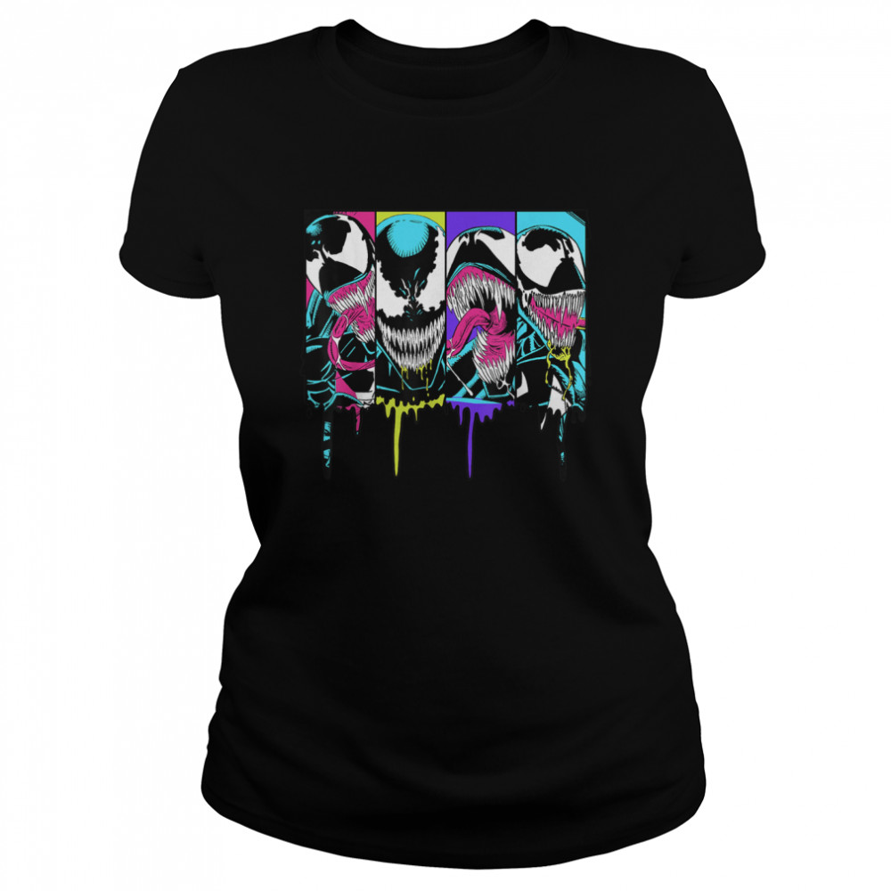 Marvel Venom Colorful Dripping Comic Panel T- Classic Women's T-shirt