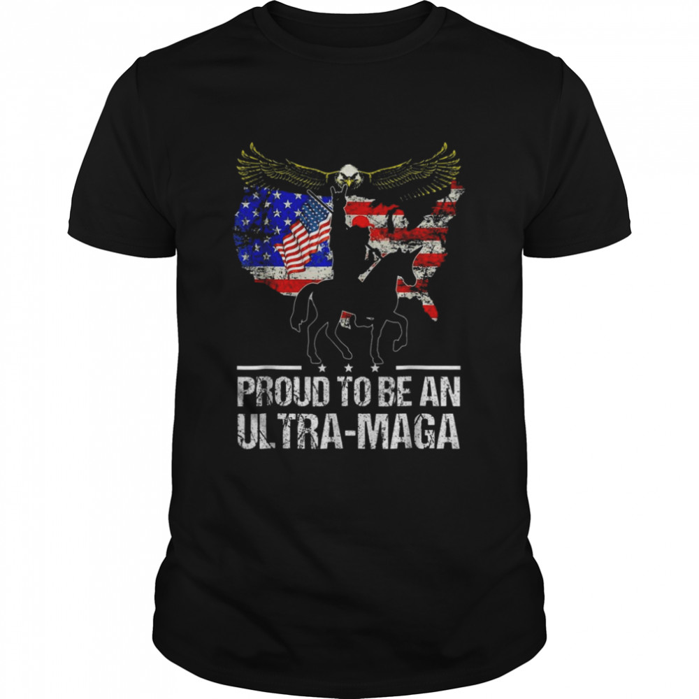 Ultra MAGA And Proud American Vintage US Flag Eagle Unicorn T-Shirt