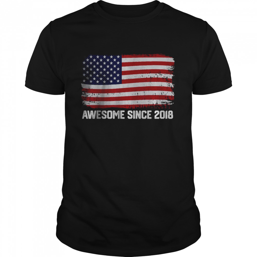 Vintage Awesome since 2018 American Flag T-Shirt