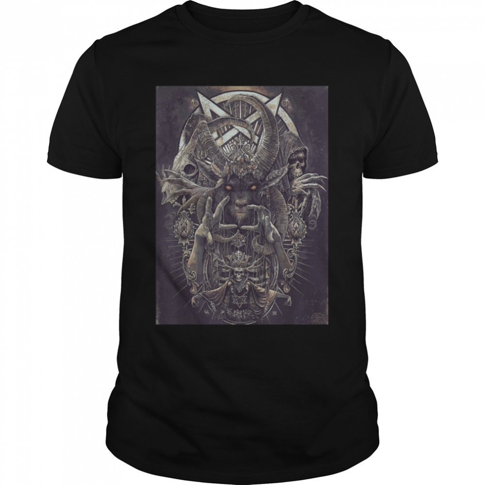 Occult Pentagram shrine Pray to Satan Occult Art T-Shirt B0B1KXQ66P
