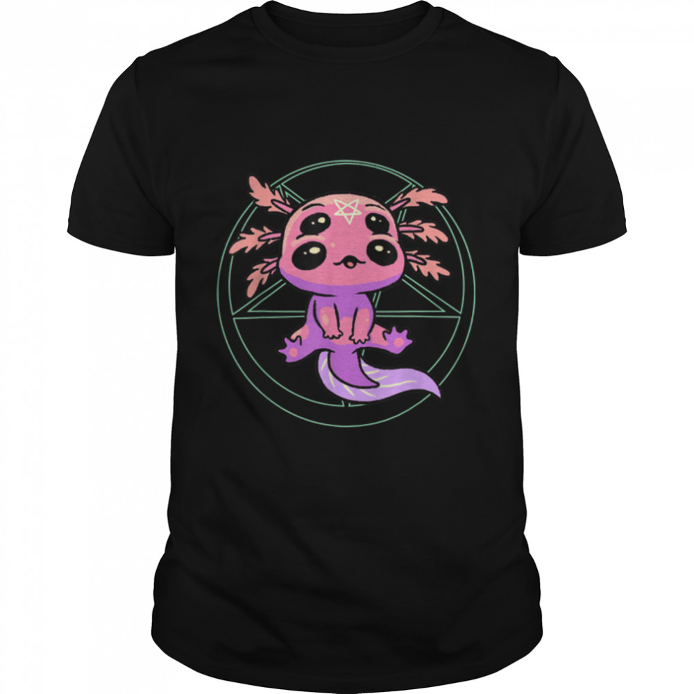 Pastel Goth Axolotl Pentagram Gothic Satanic Walking Fish T-Shirt B0B4K5CTZ8