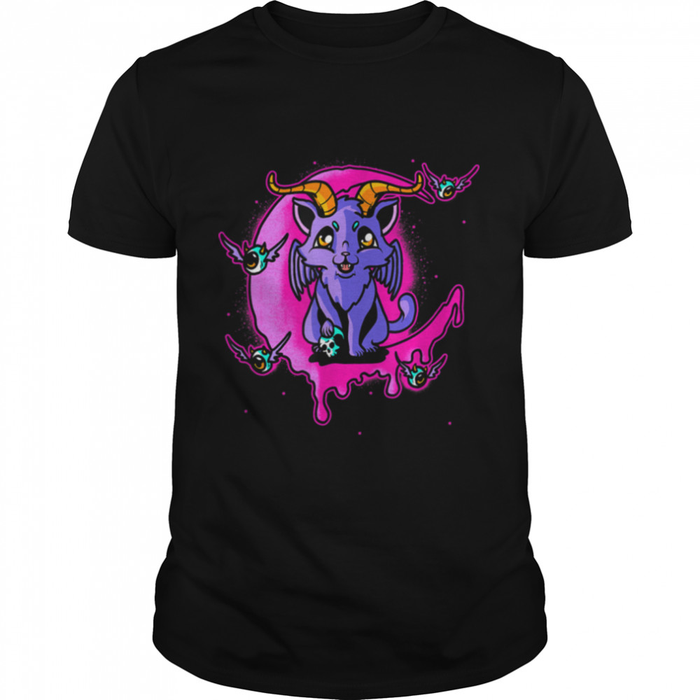 Pastel Goth Baphomet Cat Evil Pagan Gothic Kitten Cat Lover T-Shirt B0B2CNXWP3