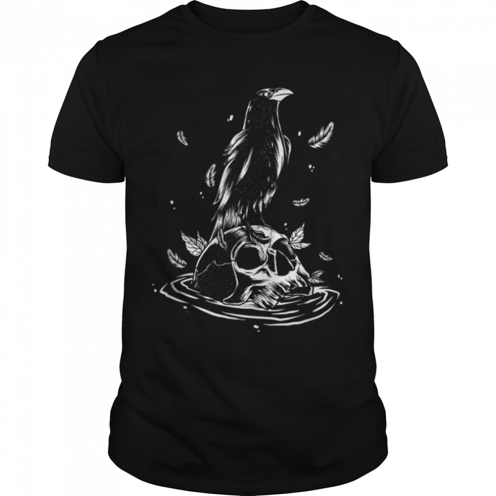 Pastel Goth Crow Raven Skull Head Emo Punk Gothic Bird Lover T-Shirt B0B2C1BBMF
