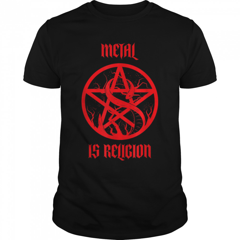Metal Is Religion Death Metal Pentagram Snake Satan T-Shirt B09R171TG2