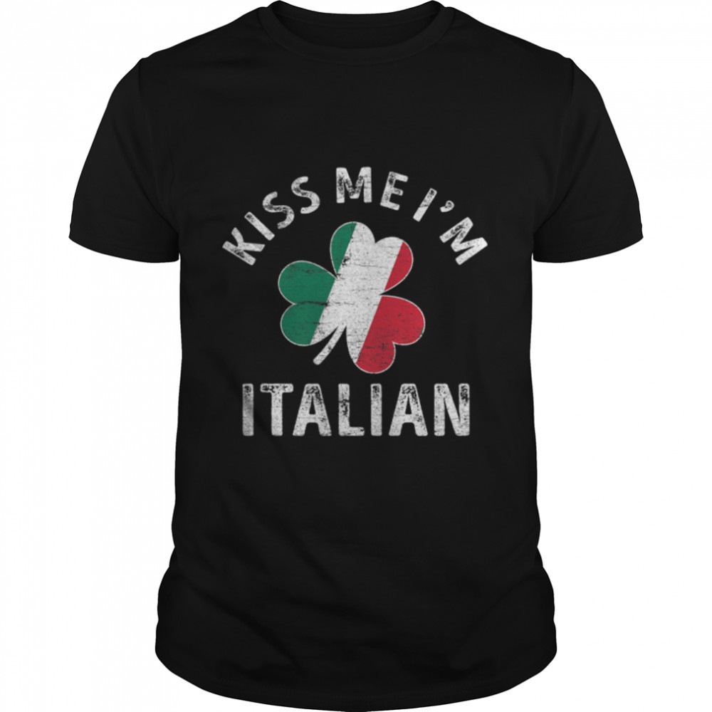 Kiss Me I'm Italian St Patricks Day Funny Irish Shamrock Premium T-Shirt B09TQFGKBQ