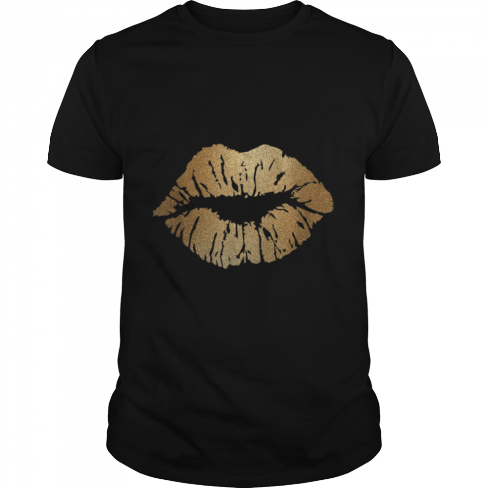 Kiss Me T- Tee Lips Glitter Gold B07PJDZMHS Classic Men's T-shirt