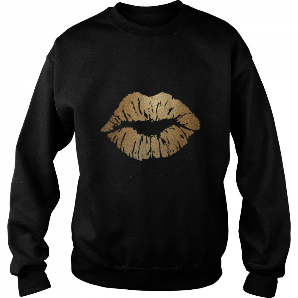Kiss Me T- Tee Lips Glitter Gold B07PJDZMHS Unisex Sweatshirt