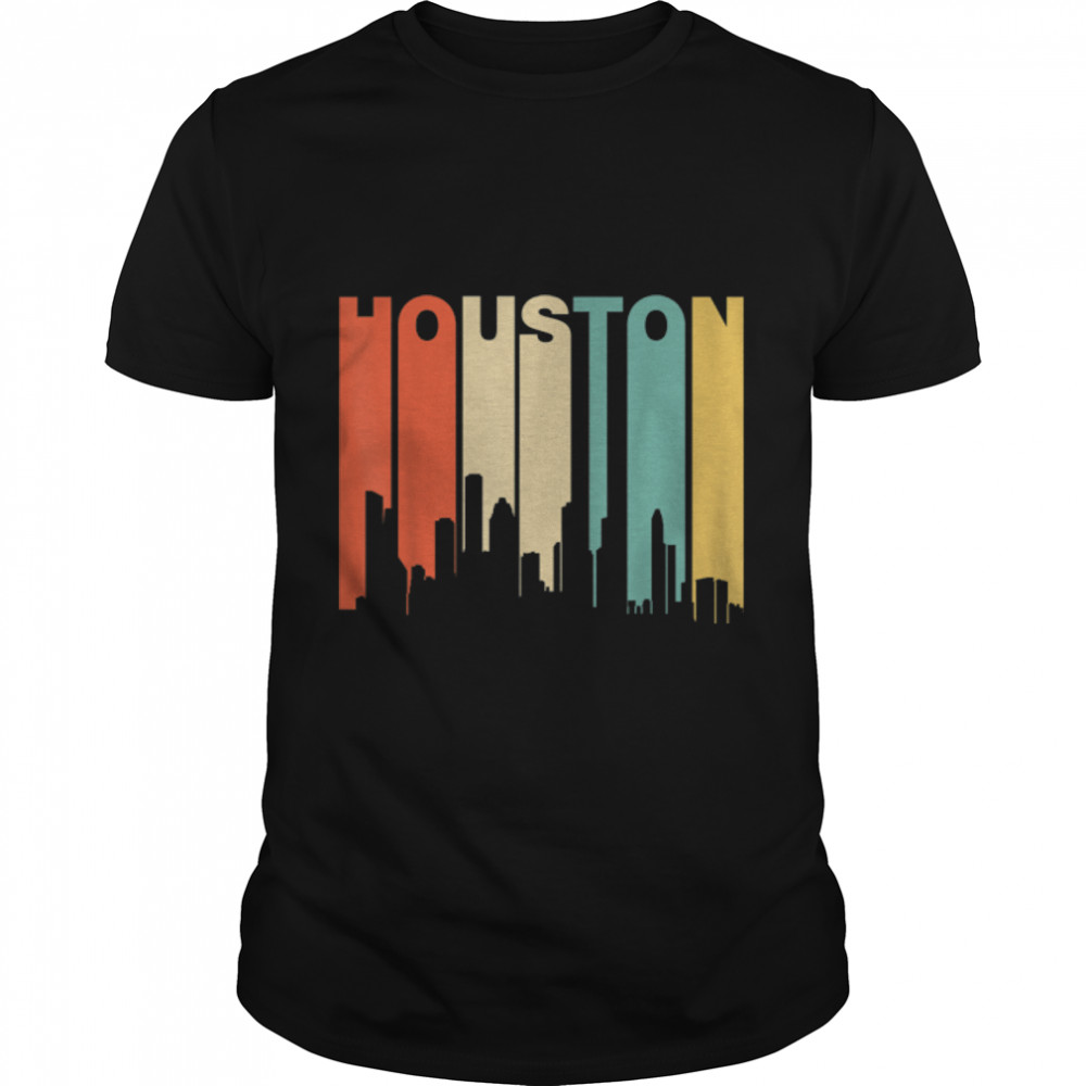 Retro 1970's Style Houston Texas Skyline T-Shirt B07N1K14T2