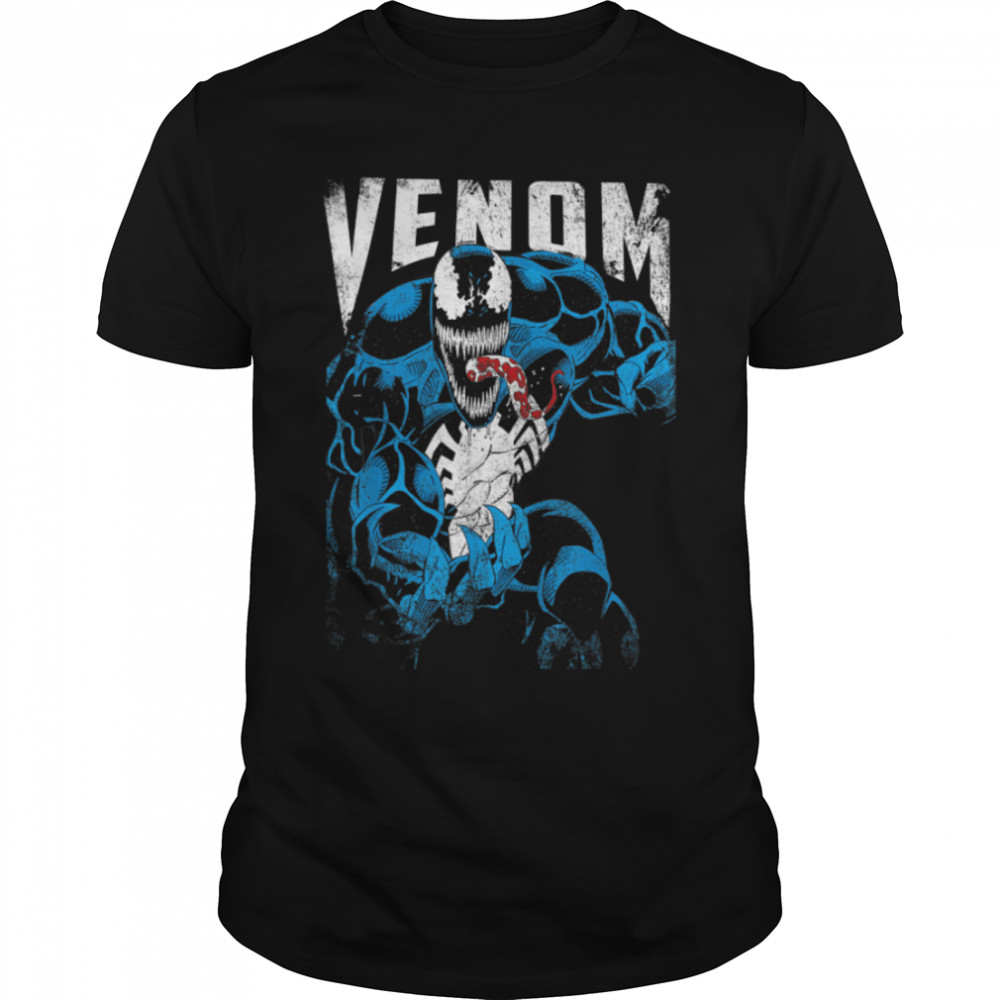 Marvel Venom Bloody Tongue Out Distressed T-Shirt B07JKR9DQZ