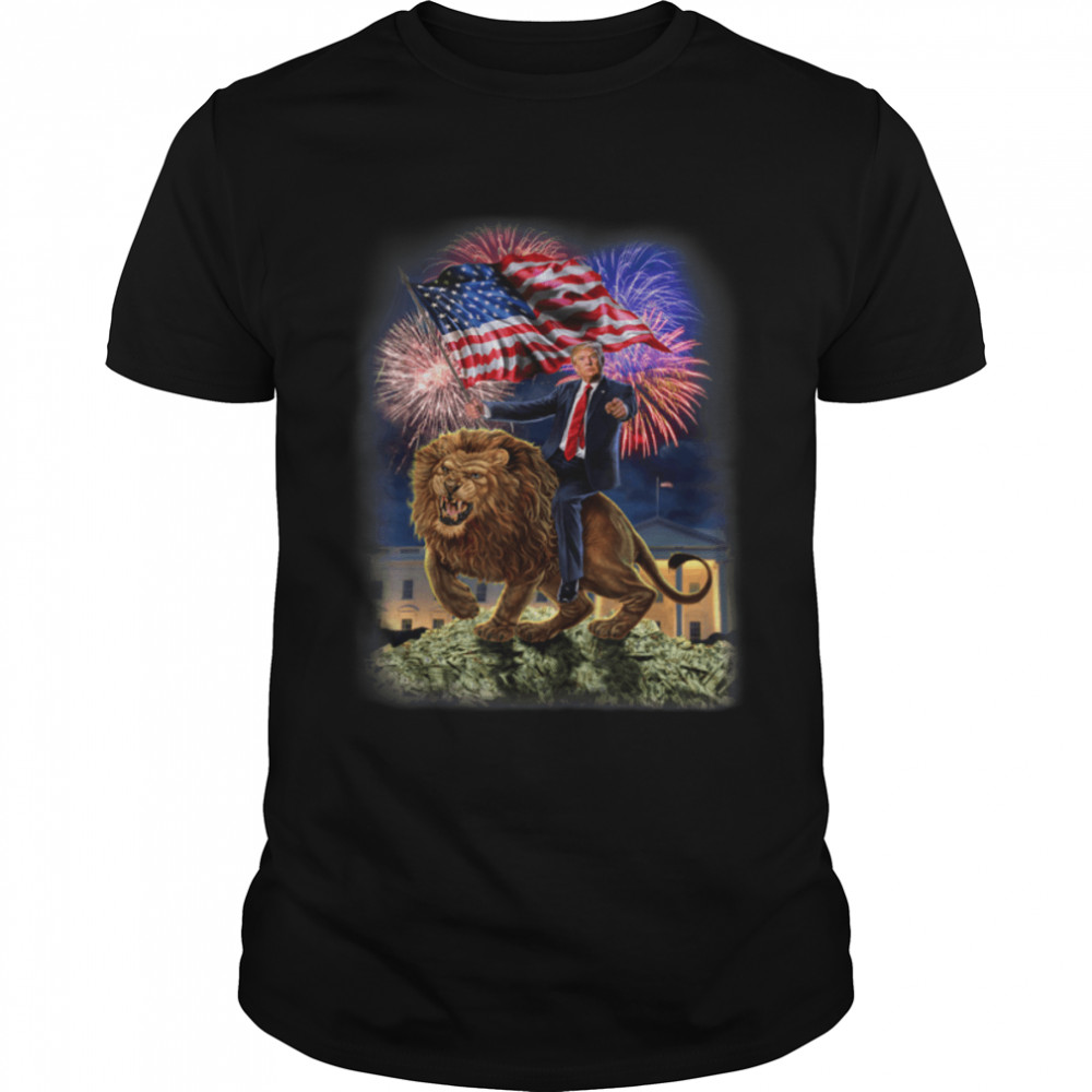 T- - Republican President Donald Trump Riding War Lion B07KVZDG5Q Classic Men's T-shirt