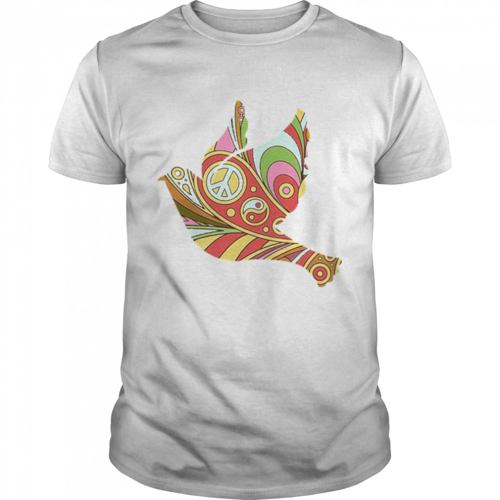 Peace Dove Psychedelic Doodle Art Hippy Zany Brainy  Classic Men's T-shirt